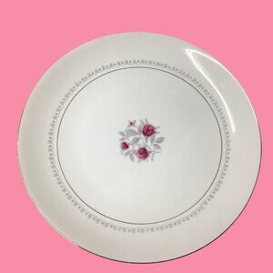 Narumi Fine China "Dawn Rose" 12 " Dinner‎ Plate Silver edge -Discontinued